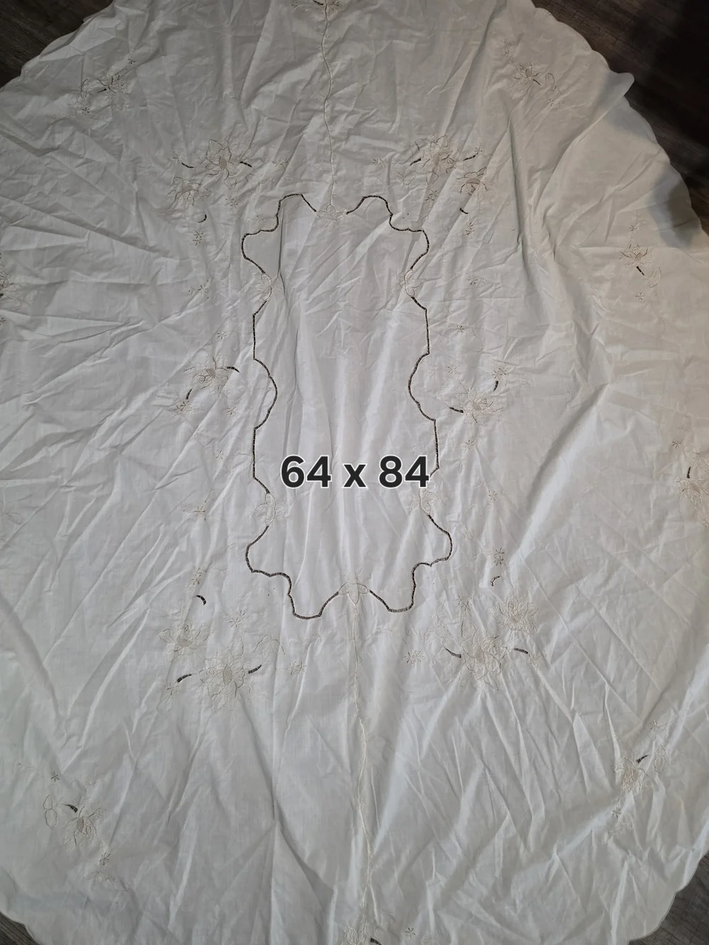 Tablecloth Cream Floral Cutwork with Delicate Embroidery